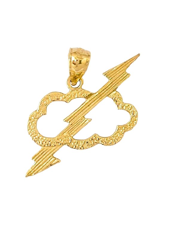 14k Yellow Gold Storm Cloud with Lightning Bolt Pendant