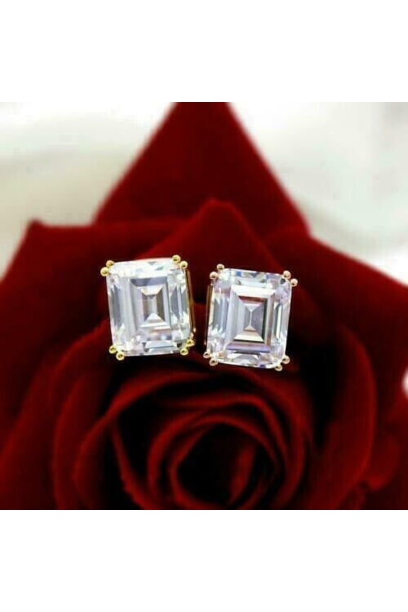 14k Yellow Gold Stud Earring Screw back White Diamond VVS1 Lab TEST