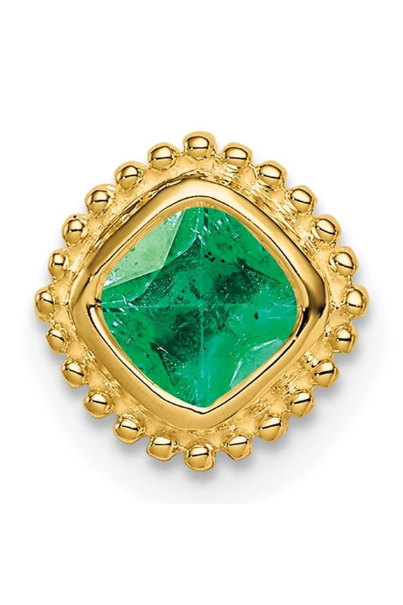 14k Yellow Gold Stud Earrings for Women with Square Green Gemstone, Textured Bezel Setting, Minimalist Fine Jewelry, Classic Emerald Design