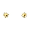 thumbnail image 1 of 14k Yellow Gold Studded Burst Sun Stud Circle Flower Petal Face Space Earrings Jewelry Female Unisex, 1 of 3