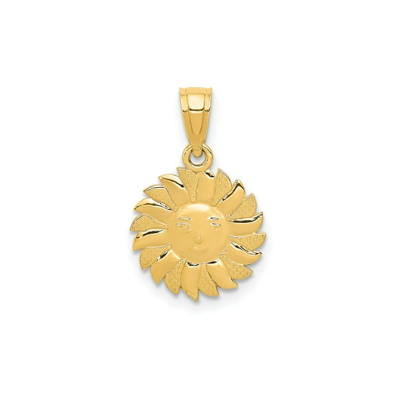 14k Yellow Gold Sun Face Pendant with Sunburst Design, Boho Celestial Medallion Necklace for Women, Nature-Inspired Symbol of Light and Positivity, Unisex Spiritual Jewelry Charm