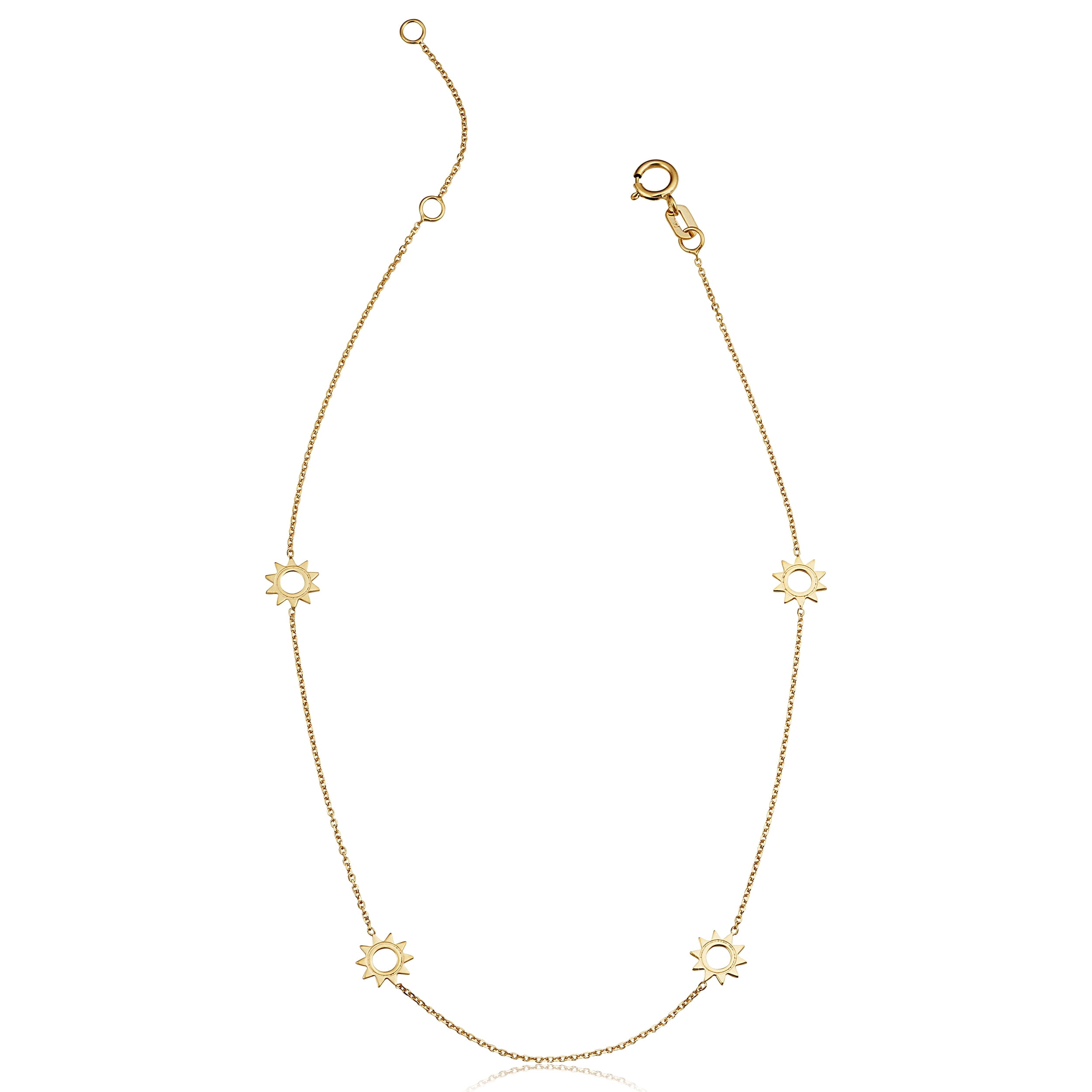 Au Naturale 14k Yellow Gold Sun Station Ankle Bracelet (adjusts to 9 or 10 inches)