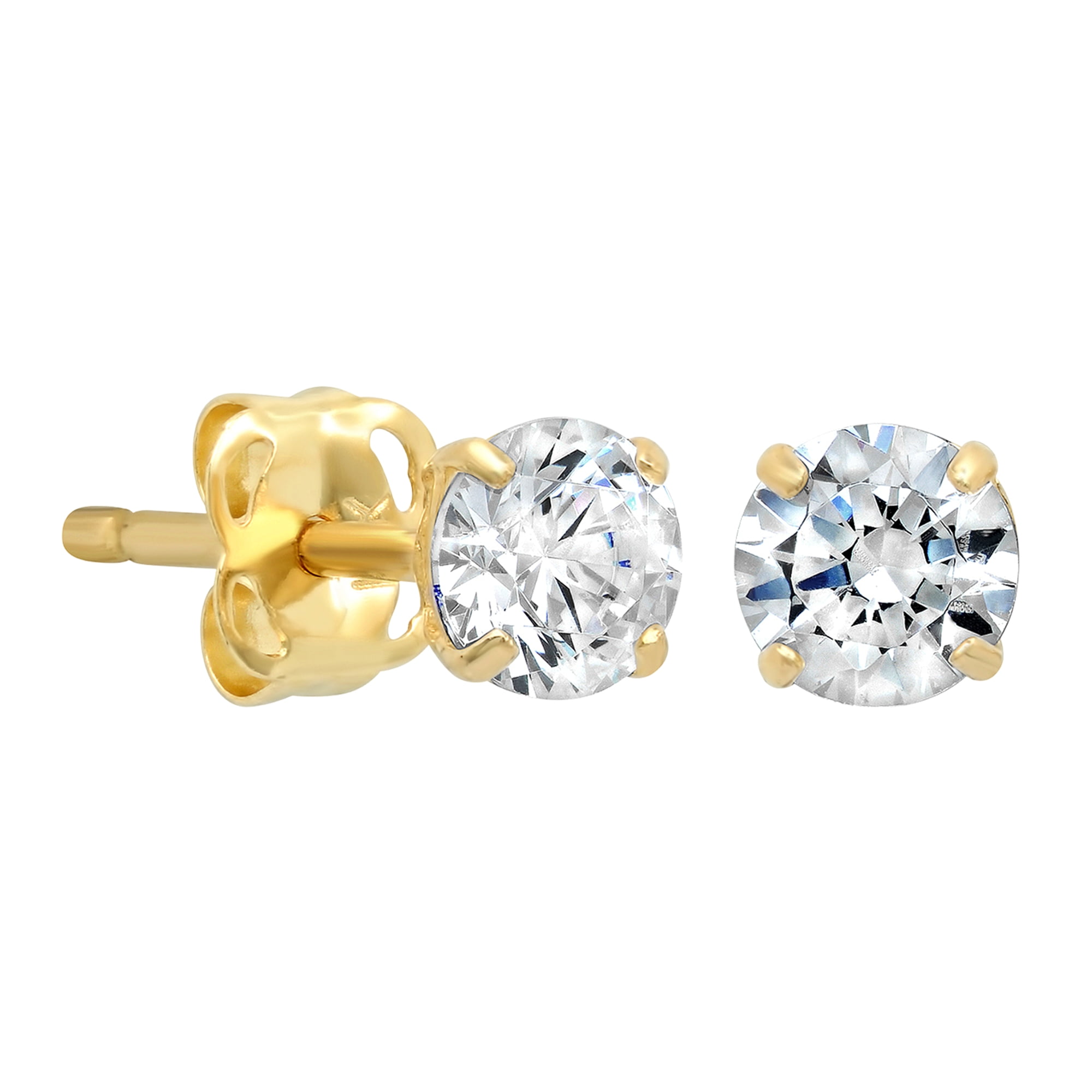 Gold Metal Earrings With Swarovski Stone