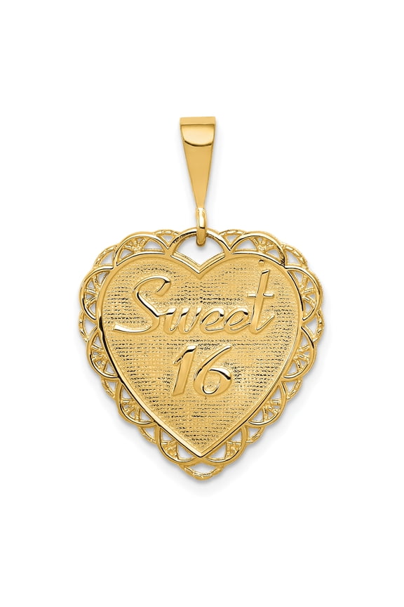 14k Yellow Gold Sweet 16 Charm Pendant
