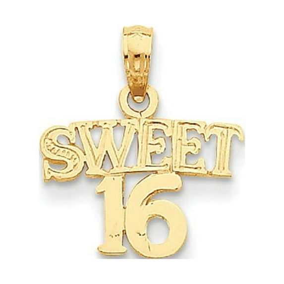 14k Yellow Gold Sweet 16 Pendant - .7 Grams - Measures 17x15mm Wide