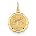 thumbnail image 1 of 14k Yellow Gold Sweet 16 Words And Heart On Round Charm 23x15mm, 1 of 4