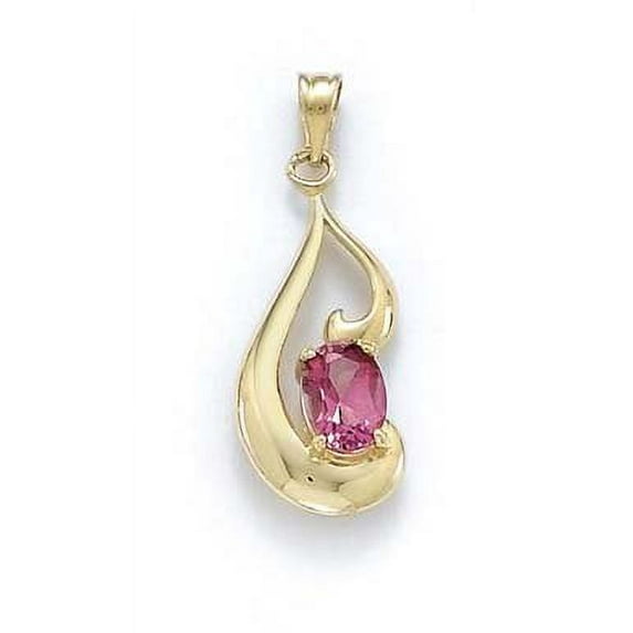 14k Yellow Gold Swirl Pink Topaz Pendant