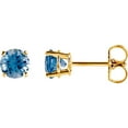 thumbnail image 1 of 14k Yellow Gold Swiss Blue Topaz 4mm Friction Polished Swiss Blue Topaz Earrings Stud Earring for Women, 1 of 2