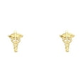 thumbnail image 1 of 14k Yellow Gold Symbol of Medicine Stud Earrings RN Symbol Post Studs Polished Finish 11 x 7 mm, 1 of 1