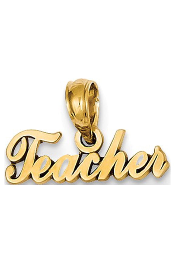 14k Yellow Gold TEACHER Charm Pendant