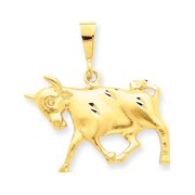 Jewelry by Sweet Pea 14K Yellow Gold Satin Diamond-cut Taurus Zodiac Charm