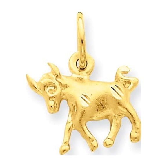 14k Yellow Gold Taurus Zodiac Charm - 1.0 Grams - Measures 12x14mm