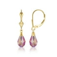 thumbnail image 1 of 14k Yellow Gold Tear-Crystal Leverback Earrings (6mm X 28mm) (17 Colors) (light-pink/Yellow Gold) Stud Earring for Women, 1 of 2