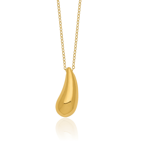 14K Solid Yellow Gold Teardrop Necklace Chain