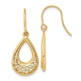thumbnail image 1 of 14k Yellow Gold Teardrop Dangle Earrings for Women, Openwork Filigree Drop Design, Lightweight Abstract Lace Pattern, Modern Hook Style for Everyday or Formal Wear, 1 of 6