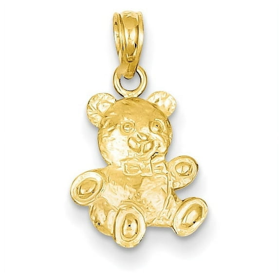 14k Yellow Gold Teddy Bear Pendant Charm