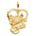 thumbnail image 1 of 14k Yellow Gold Offspring bear With Love Heart Pendant Necklace 14x16mm Pendant for Women - .8 Grams, 1 of 2