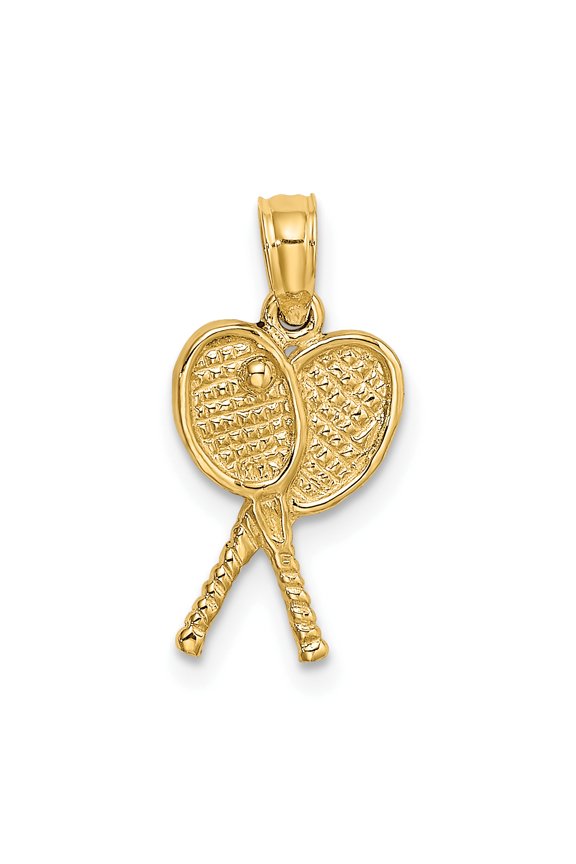 14k Yellow Gold Tennis Racquets Charm Pendant