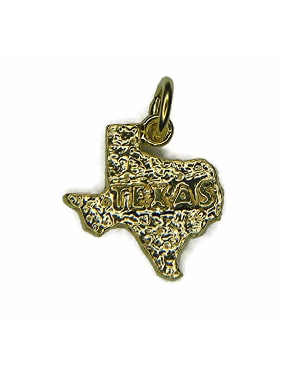 14k Yellow Gold Texas Map Charm Pendant