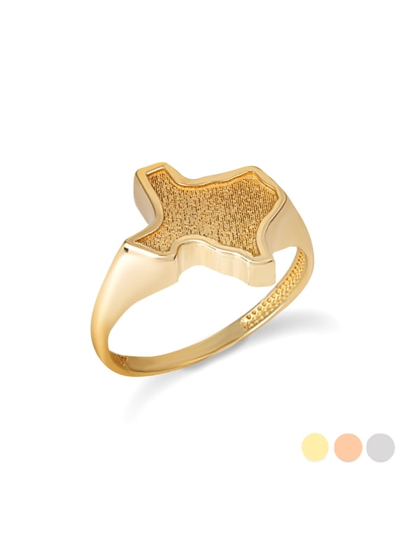 14k Yellow Gold Texas State Map Textured Ring (Size 9.25)