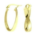 thumbnail image 1 of 14k Yellow Gold Textured Edges Oval Wave Hoop Earrings - 1.8 Grams, 1 of 3