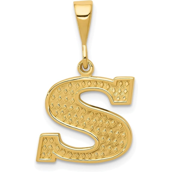 14k Yellow Gold Textured Initial S Charm