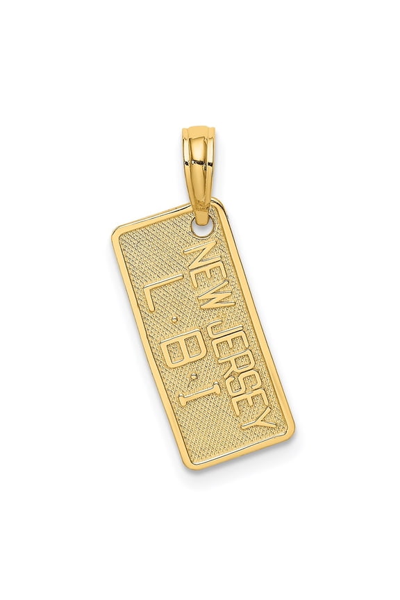 14k Yellow Gold Textured NJ-Long Beach Island License Plate Charm Pendant Fine Jewelry For Women Gifts For Her