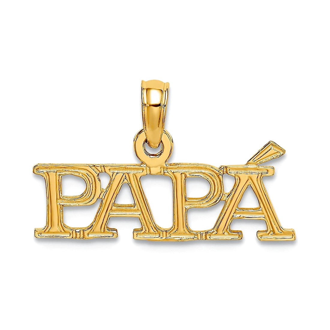 14k Yellow Gold Textured Polished Papa Pendant Necklace 13.9x21.8mm ...