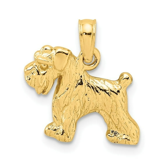 14k Yellow Gold Schnauzer Dog Pendant - 1.3 Grams - Measures 16x15mm