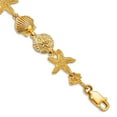 thumbnail image 1 of 14k Yellow Gold Textured Polished Seashore Theme Bracelet 7.5 Inch Lobster Claw 10mm Wide Link Bracelet for Women, 1 of 2
