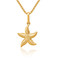 thumbnail image 1 of 14K Solid Yellow Gold Starfish Necklace Chain Pendant Charm, 1 of 8