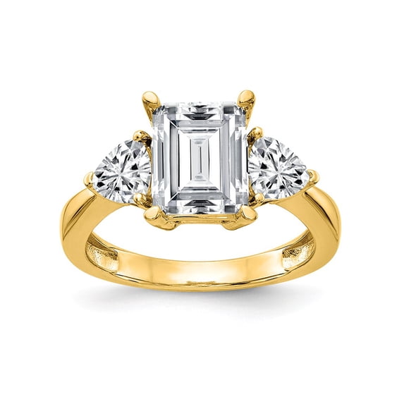 14k Yellow Gold Three Stone Engagement Ring Moissanite Size 8 (4.5 cttw.)