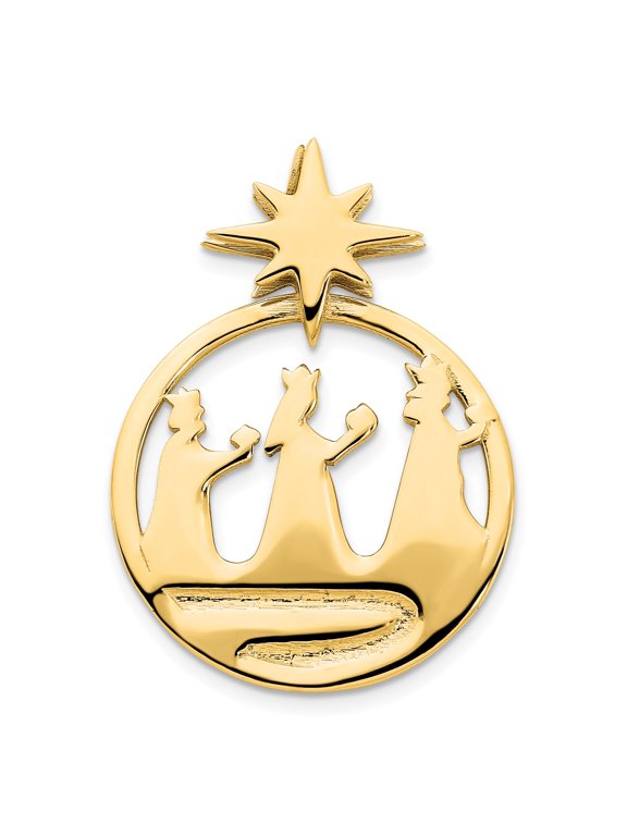 14k Yellow Gold Three Wise Men Star of Bethlehem Christian Nativity Pendant Charm