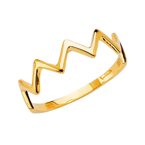 14k Yellow Gold Thunder-shape Stackable Band Ring Size 7 Stackable Ring for Women and Men