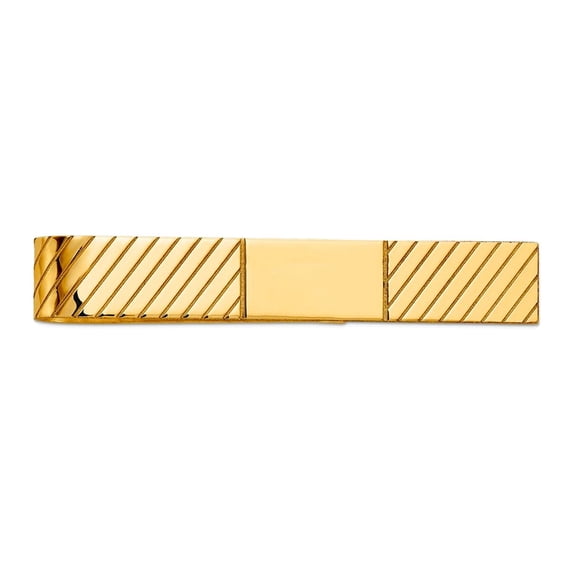 14k Yellow Gold Polished Tie Bar 50x8mm Wide Tie Clip for Men - 4.0 Grams