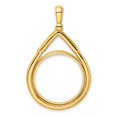 thumbnail image 1 of 14k Yellow Gold Tier Top Teardrop Prong Setting Coin Bezel Pendant Mounting - Fits 21.6mm, 1 of 4
