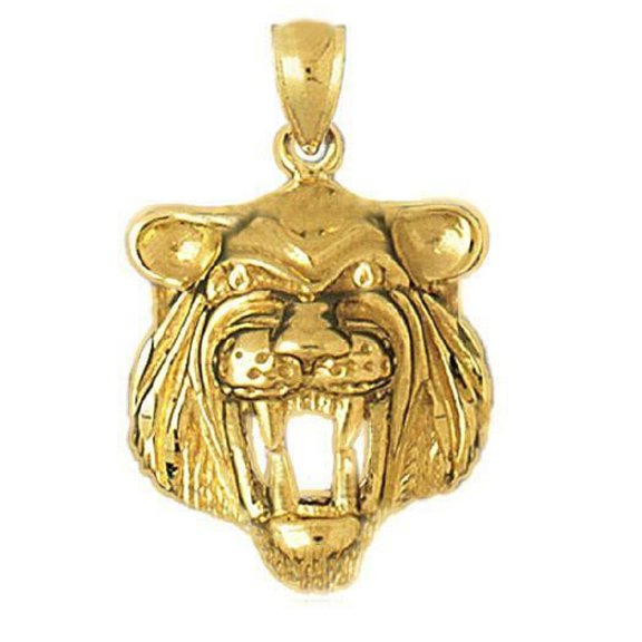 14k Yellow Gold Tiger Pendant, Made in USA