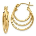 thumbnail image 1 of 14k Yellow Gold Triple Hoop Earrings - 1.9 Grams - Measures 17x4mm Wide, 1 of 2