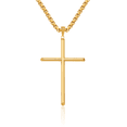 thumbnail image 1 of 14K Solid Yellow Gold Tube Latin Mexican Holy Cross Necklace Religious Chain Pendant Jesus Christ Charm with chain 22inch, 1 of 11