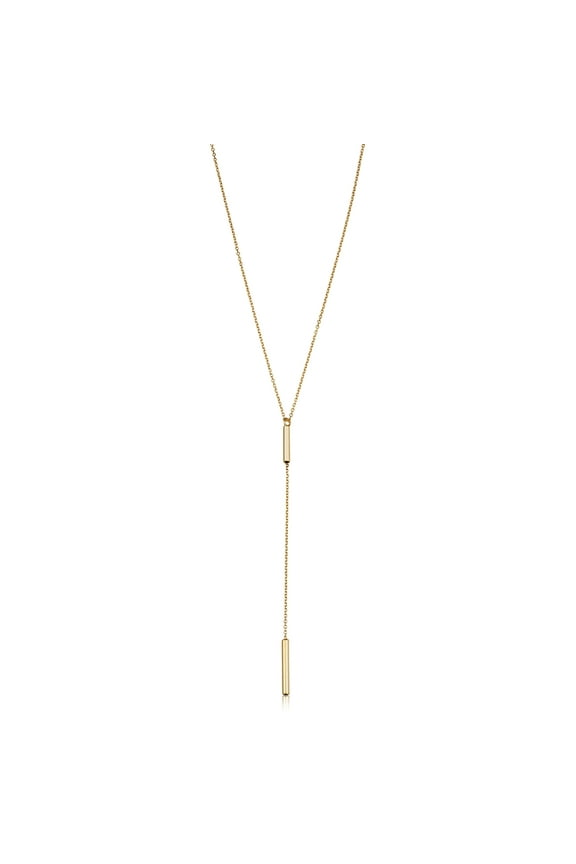 Au Naturale 14k Yellow Gold Tube Drop Adjustable Length Y Necklace for Women (adjusts to 17 or 18 inch)