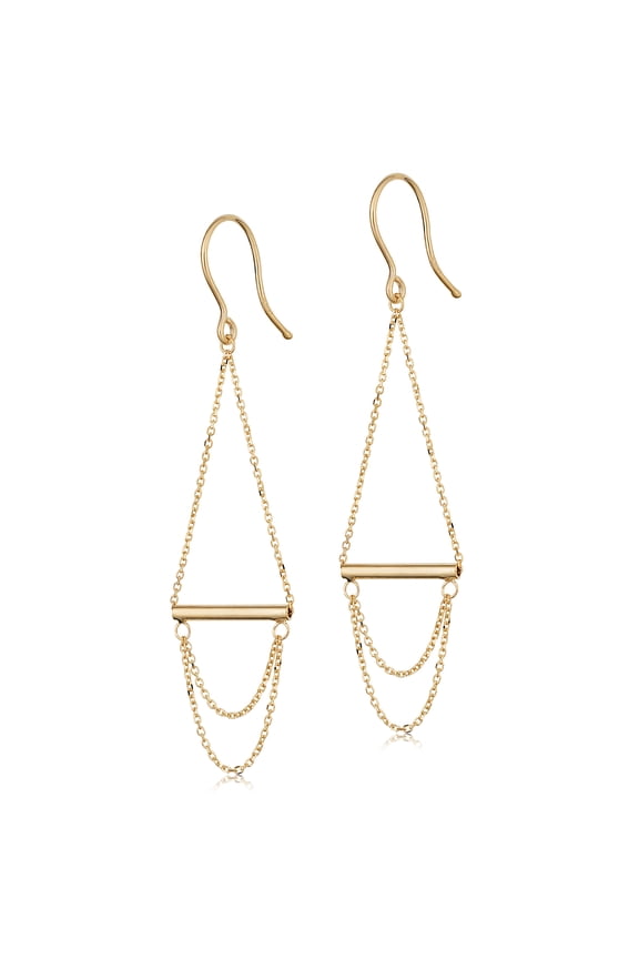 Au Naturale 14k Yellow Gold Tube Swing Chandelier Earrings (2.6 inches long)