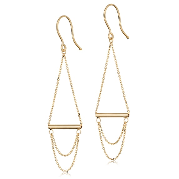 Au Naturale 14k Yellow Gold Tube Swing Chandelier Earrings (2.6 inches long)