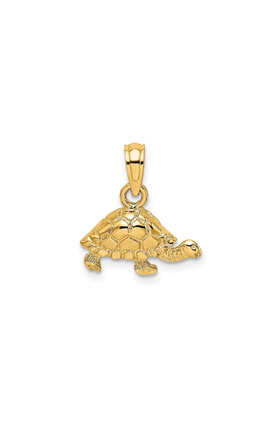 14k Yellow Gold Turtle Pendant for Women or Unisex, Animal Charm Necklace Symbolizing Protection and Longevity, Nature-Inspired Detail, Minimalist Style Jewelry Accessory