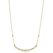 FREMADA KoolJewelry 14k Yellow Gold Twist Curved Bar Adjustable Length Necklace (adjusts to 17 or 18 inch)
