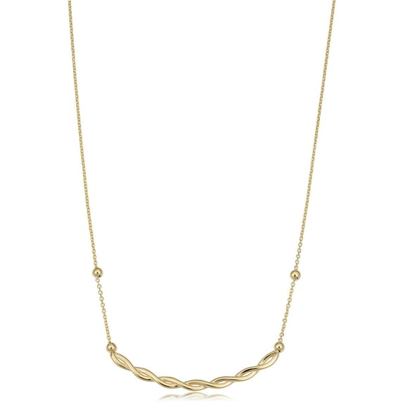 KoolJewelry 14k Yellow Gold Twist Curved Bar Adjustable Length Necklace (adjusts to 17 or 18 inch)