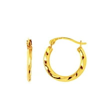 14k Yellow Gold Twisted Hoop Earrings - 1x15 m