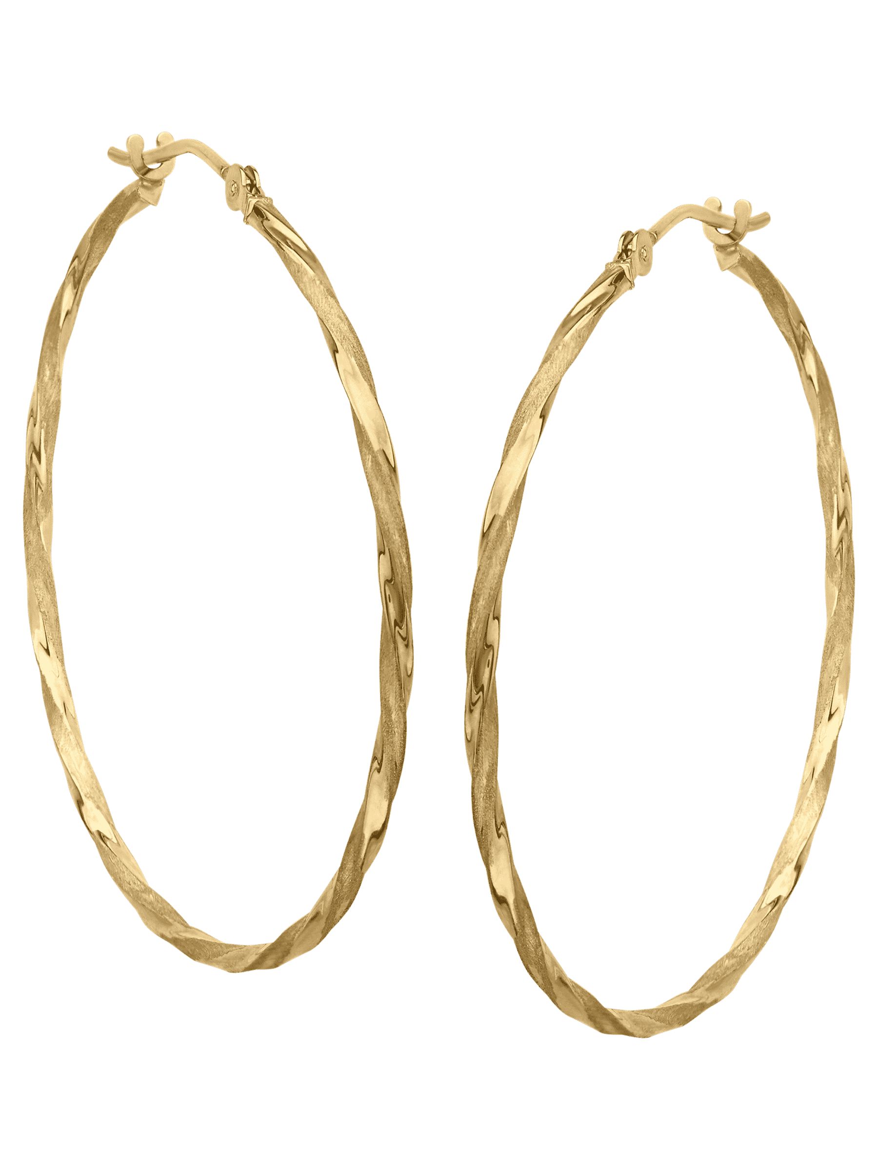 Diamond Bead Set Shepherd Hook Earrings in 9ct Yellow Gold main image 1
