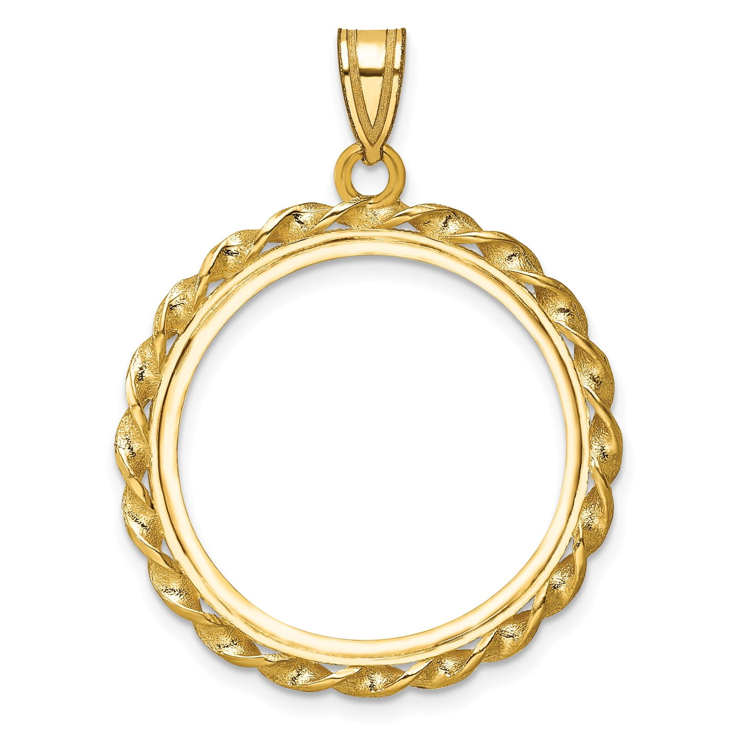 14k Yellow Gold Twisted Wire Prong Setting Coin Bezel Pendant Mounting ...