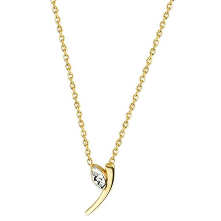 14k Yellow Gold Two-Tone Apostrophe Leaf Diamond-cut Necklace Adjustable Length 14k Yellow Gold Two-Tone Apostrophe Leaf Diamond-cut Necklace Adjustable Length