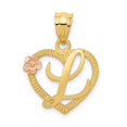 thumbnail image 1 of 14k Yellow Gold Two-Tone Heart Letter L Initial Pendant Charm, 1 of 1